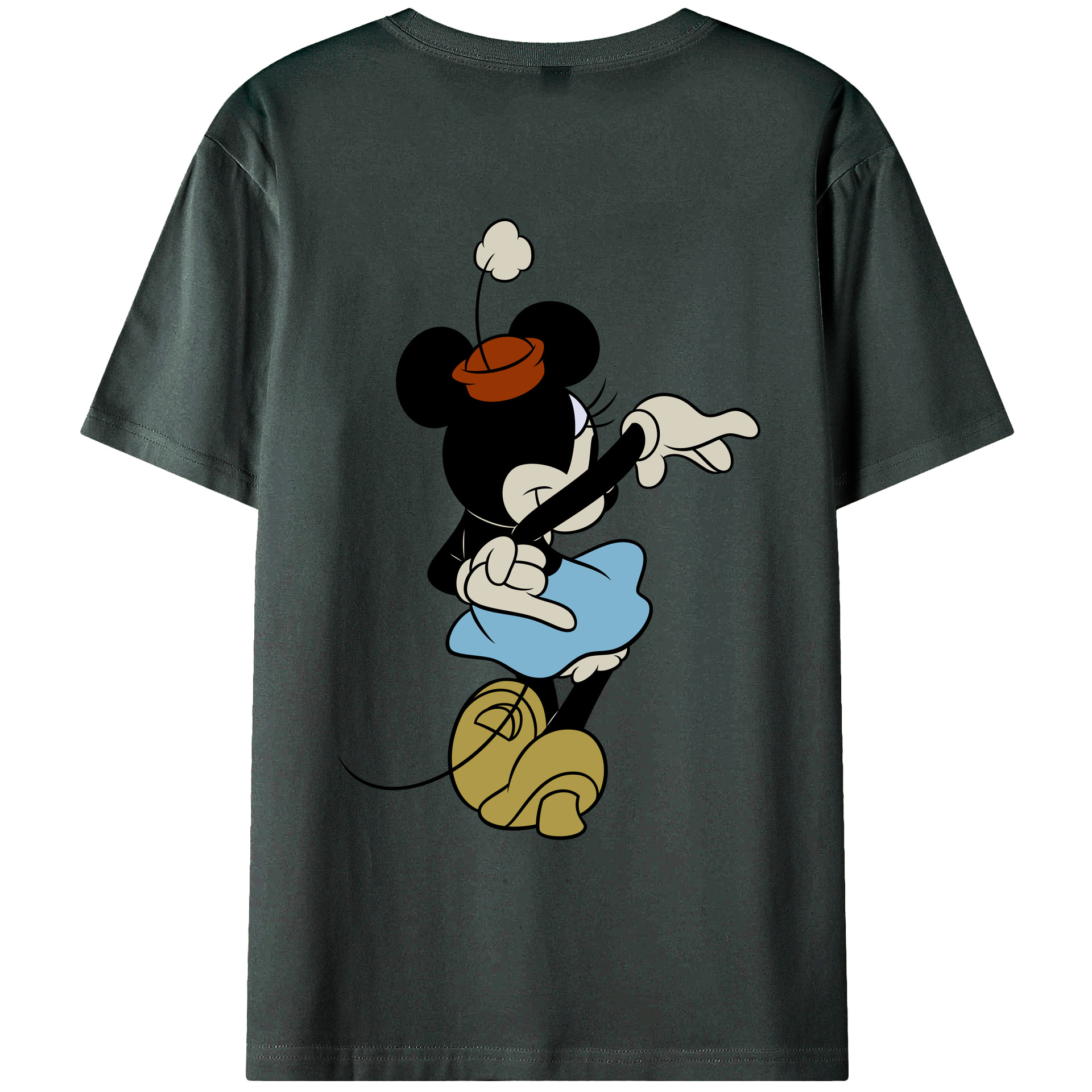 ミッキーマウス Mickey Mouse 綿100％ メンズ半袖Tシャツ（バックプリント） 通気性